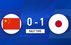 半場戰(zhàn)罷，帥惟浩錯失良機，國少隊0-1落后日本隊。
