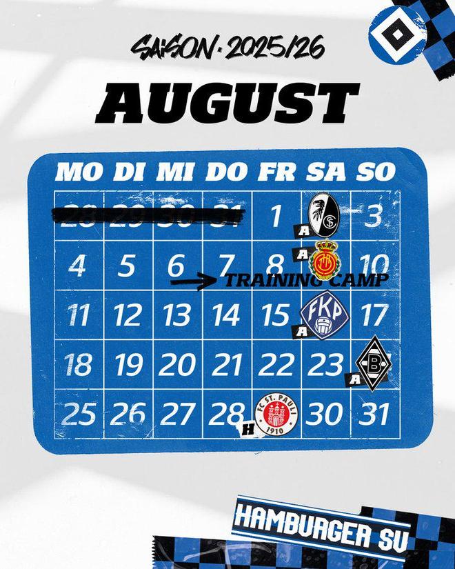 漢堡8月賽程，新季期待，德甲就緒！